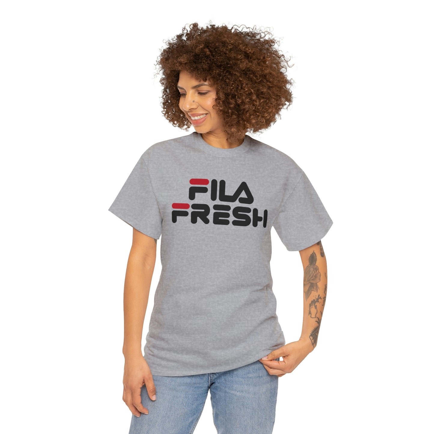 Fila Fresh Red Blk Unisex Heavy Cotton Tee