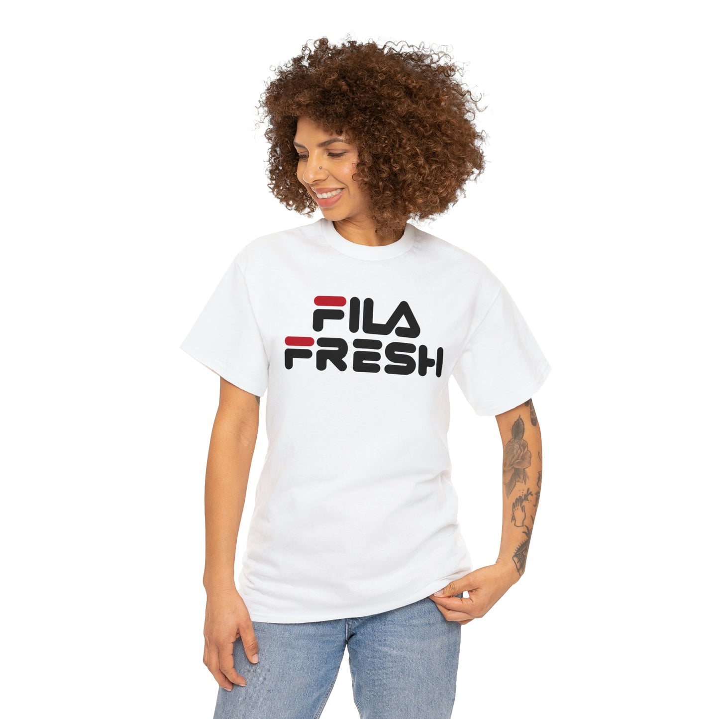 Fila Fresh Red Blk Unisex Heavy Cotton Tee